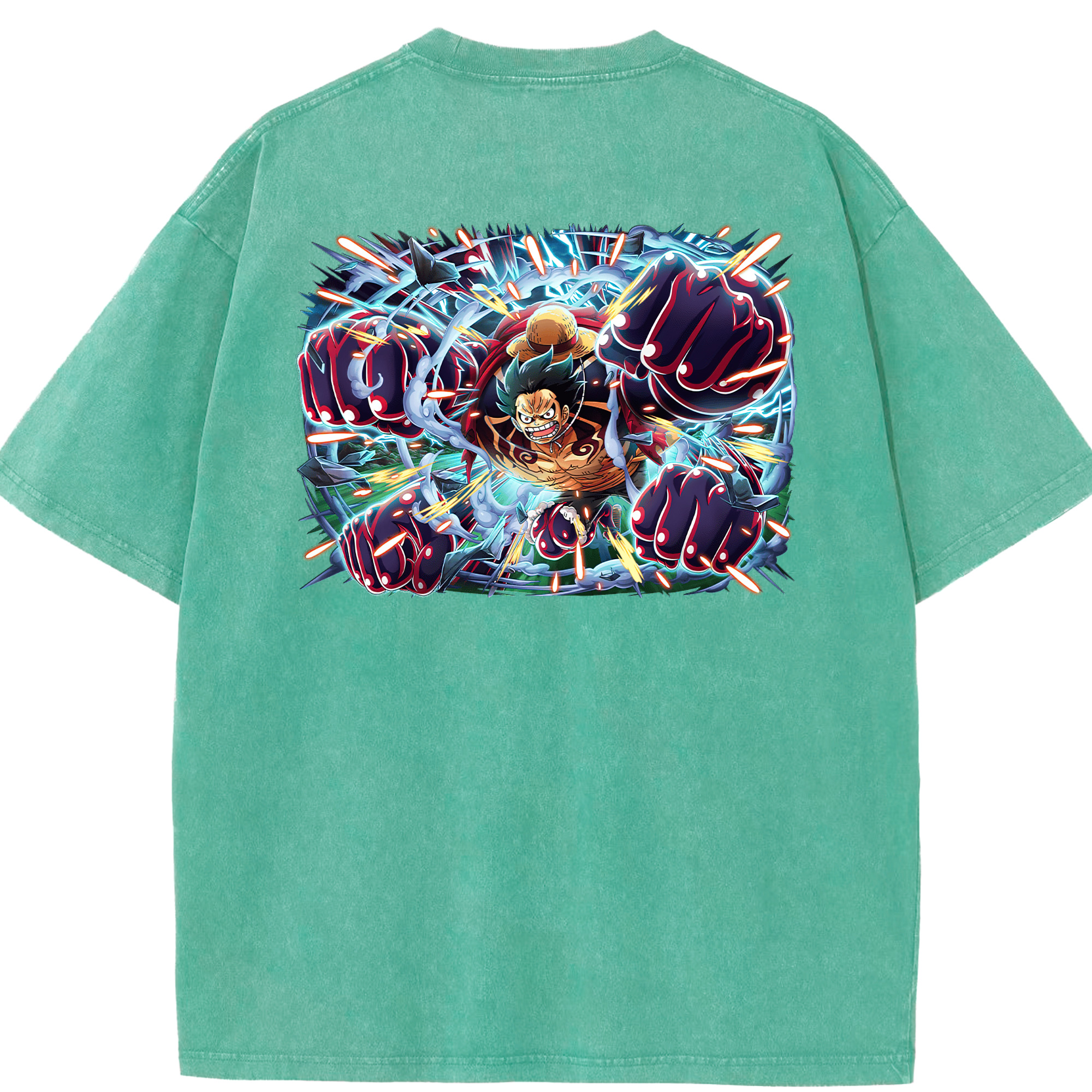 ワンピース モンキー・D・ルフィ ONE PIECE Monkey D. Luffy 綿100% ヴィンテージ風 半袖Tシャツ（背面プリント）